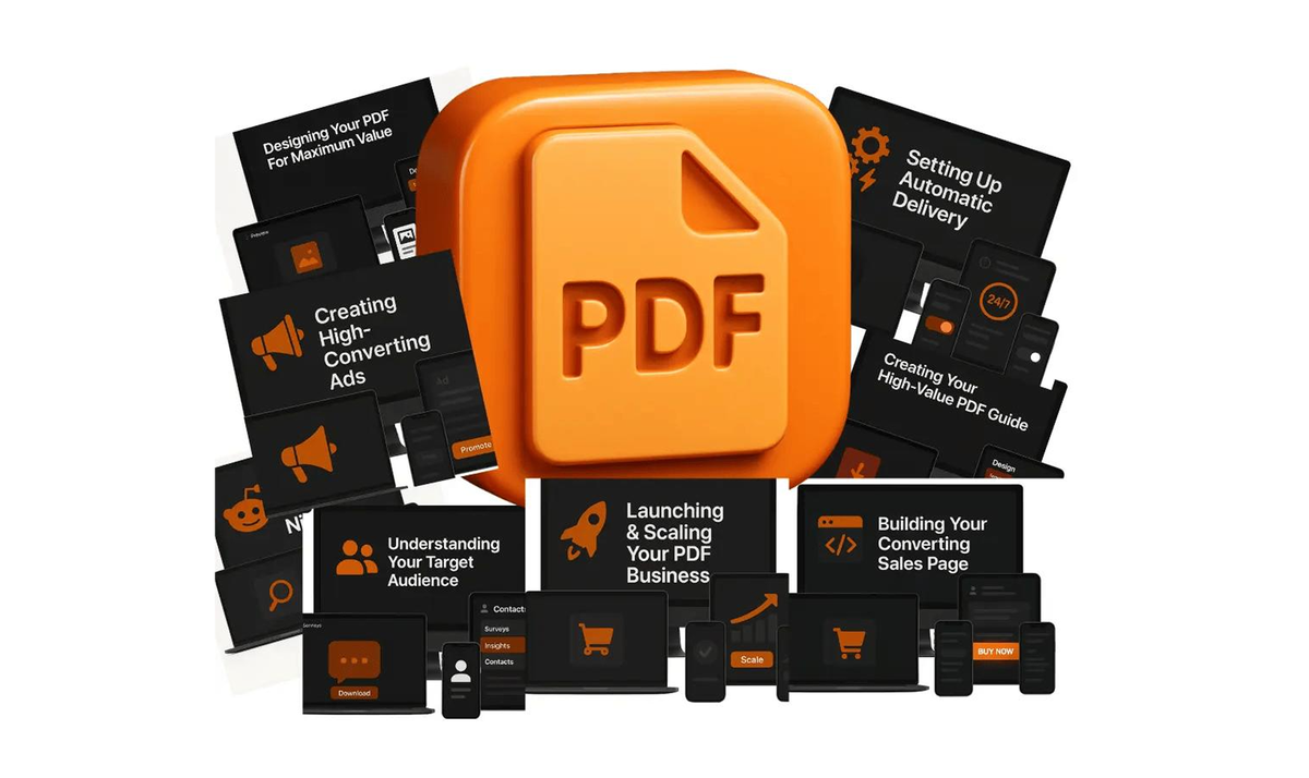 The RemotePDF kit, a stack of guides with a PDF icon